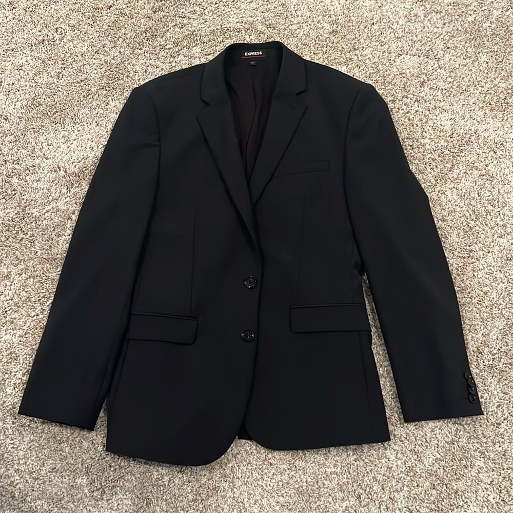 Express men’s black slim matching suit, perfect condition